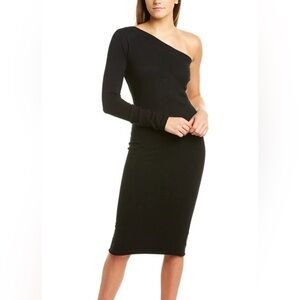 n:Philanthropy one-shoulder silk blend black sweater dress